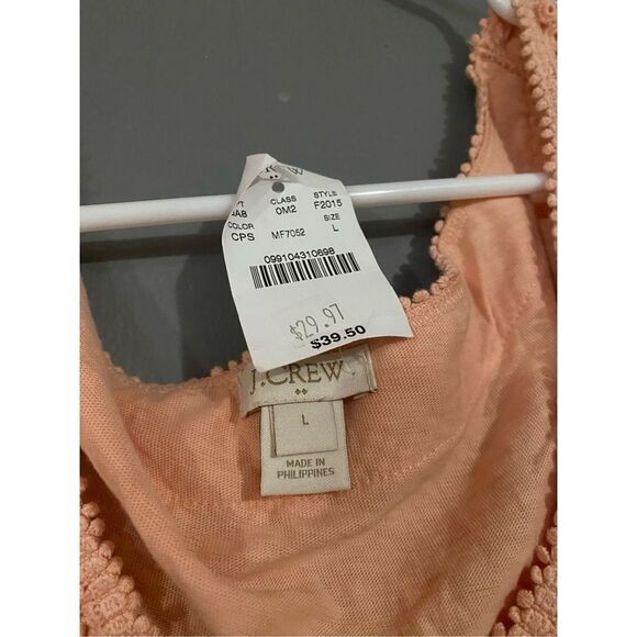 J.Crew Light Orange Pink Lace Sleeveless Top Size Large NWT - Picture 4 of 6